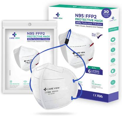 careview CV1221 H HeadLoop (Pack of 30) N-95 Protective Face Mask, 6 Layered Filtration with 2 Melt Blown Layers, DRDO Approved V122 Reusable