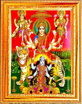 SUNINOW DURGA MAA, SARASWATI MAA, LAXMI MAA WITH KALI MAA | GODDESS PHOTO FRAME Religious Frame