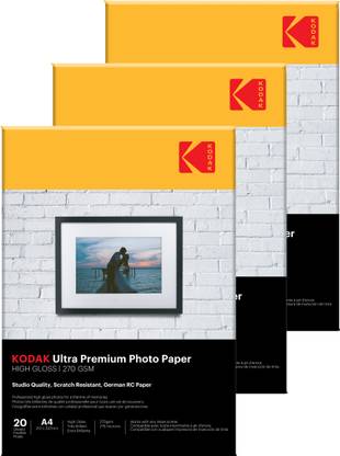 KODAK 270 GSM A4 210x297mm Photo Paper High Glossy - 60 Sheets Unruled A4 270 gsm Photo Paper