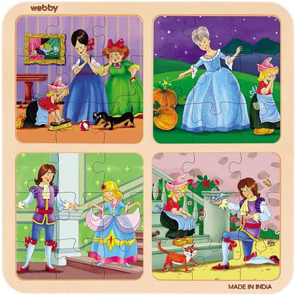 वेब्बी 4 in 1 Cinderella Story Wooden Puzzle Toy