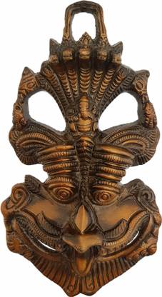 Divya Mantra Nazar Battu for Home Entrance Kirtimukha Evil Eye Hanging Antique Decor Ganesh Wall Hangings for Door Decorative Drishti Bommai Disti Bomma Items Metal Mask Vastu Accessories - Copper Decorative Showpiece  -  16 cm