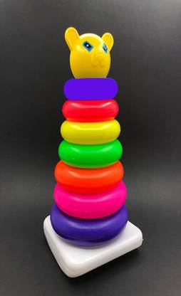 VRUX Ring Colorful Teddy Rings with Smiley Stacking Play Set Toy for Kids 6 Month to 2 Year Baby's Made in India Pretend Role Play Set Children Learn Play Fun Toddler Kids Set