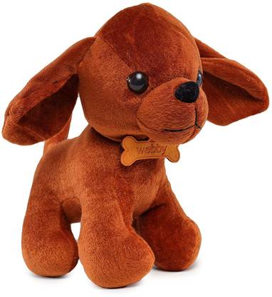 Webby Soft Animal Plush Dog Toy, Brown  - 20 cm