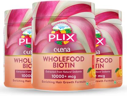 The Plant Fix Plix Olena Plant-Based Biotin,10000mcg+, Hair Growth, Healthy Skin & Nails, Orange