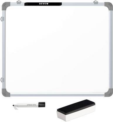 Devew Non Magnetic Plastic Whiteboard 2X2 ft one Side White Marker and Reverse Side Chalk Board Surface with 1 Marker and 1 Duster Whiteboards and Duster Combos