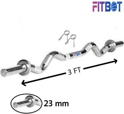 FITBOT 3 feet curl Rod 23 MM with 2 Locks Weight Lifting Bar