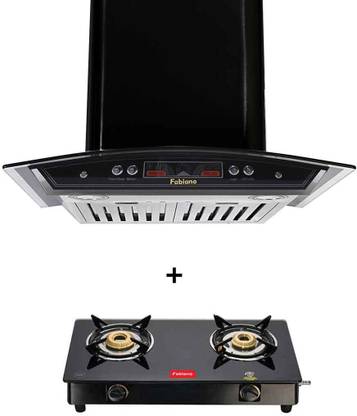 Fabiano STAR DJ BK 60cm + 2 Burner Cooktop Wall Mounted Black 1100 CMH Chimney