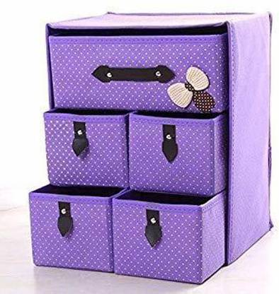 PARAMDHYEY Foldable 3 Drawer 5 Layer Units Fabric Cabinet Closet Storage Organizer, -Colour (5 Drawer 3 Layer) Closet Divider