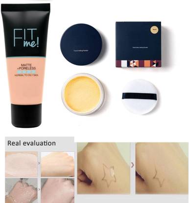 DIAZ Primer Mattefying Setting Powder, Face MakeUp, Shade banana And Perfecting Liquid Foundation