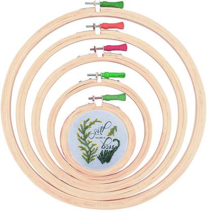 Just Latest 5 Pieces Wooden Embroidery Frames Hoop Ring Set of 5 Different Sizes 5, 6, 8, 10, 12 Inches For Embroidery and Cross Stitch Embroidery Frame