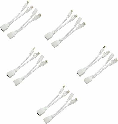 LipiWorld Power Over Ethernet PoE Injector Splitter Adapter PoE Cables (5 PCS) Wired Ethernet Lan Adapter compatible with Windows