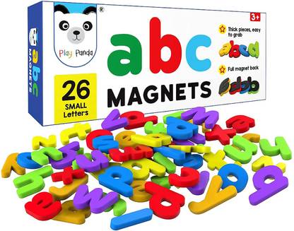 PLAY PANDA ABC Magnets Small Letters - 26 Magnetic Letters that work on any Fridge and Dry Erase Magnetic Board - Ideal for Alphabet Learning & Spelling