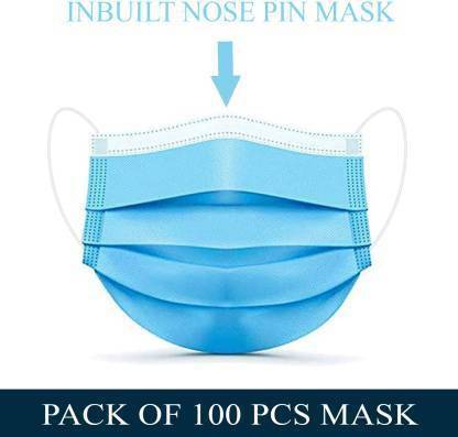 STYLERA Surgical Mask-100. 100 Pcs. 3 Ply Mask With Nose Pin, Unbreakable Ear loops (Ultrasonically Welded) & Ultra Soft Ear loops (which does not hurt ears) 3 Layer Pharmaceutical Breathable Surgical Pollution Face Mask For Men, Women, Kids 3 Layer Pharmaceutical mask 100 Pcs. Surgical Mask (Blue, Free Size, Pack of 100, 3 Ply) Surgical Mask Surgical Mask Surgical Mask