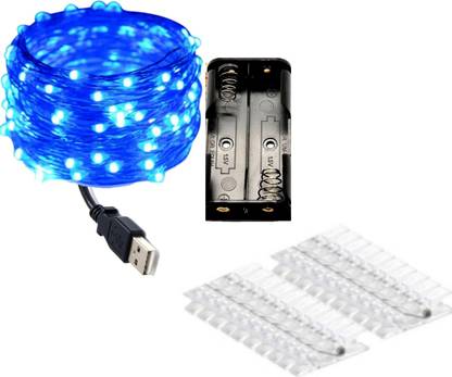 MANSAA 30 LEDs 3 m Blue Steady String Rice Lights