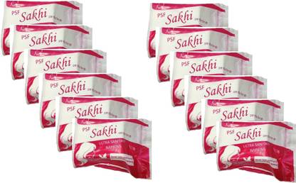 psf sakhi Ultra Thin Sanitary Pad with Anion Strip for Extra Absorption and Wings (Large Size) (12 packets , 7pcs each Packet) Sanitary Pad