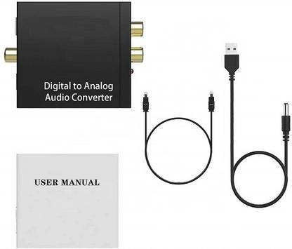 JAMUS Optical Audio Coverter SPDIF Optical/Fiber Coaxial Input to Analog RCA 2.1 Stereo Audio Output Converter Adapter with Optical Audio Cable Media Streaming Device