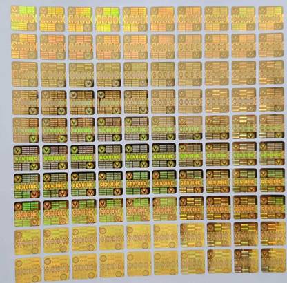 Securitech 1.4 cm GENUINE Golden Hologram 14mm Square with Round Corner (10000) Non-Reusable Sticker