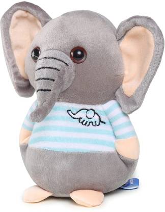 Webby Soft Animal Plush Elephant Toy, Grey and Pink - 20 cm - Soft ...