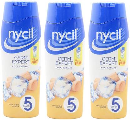 NYCIL Germ Expert Prickly Heat COOL SANDAL Powder - 3 x 150 g Packs