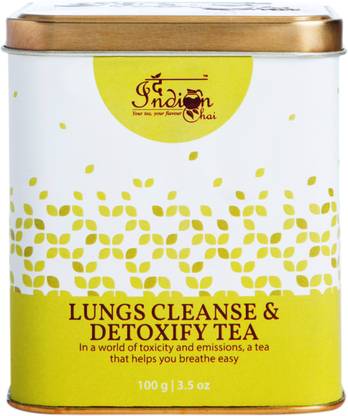 The Indian Chai Lung Cleanse & Detoxify Tea 100g | Anti Smoking Herbal Tea with Burdock Root, Valerian Root, Mullein Leaf, Eucalyptus Leaves & more Herbal Infusion Tea Tin