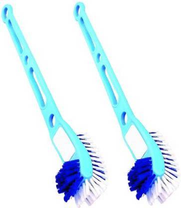 Mohprit Double Side Cleaning Brush with Holder with Holder (Blue) with Holder