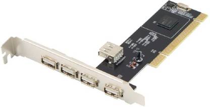 LipiWorld 5 Ports USB 2.0 PCI HUB Card 4 USB-A External Port and 1 USB-A Internal Port 5 Port Pci Express Card USB Hub
