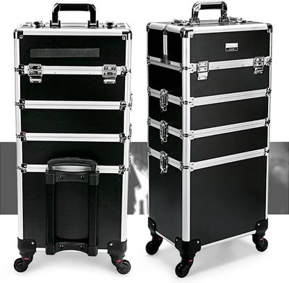 VANITY EMPIRE Removable Large Capacity China Aluminum Metal Makeup Cosmetic Case Organizer COSMETIC MAKE UP BEAUTY CASE TROLLEY Makeup Vanity Box