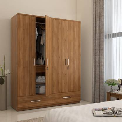 SPACEWOOD Classy Engineered Wood 4 Door Wardrobe