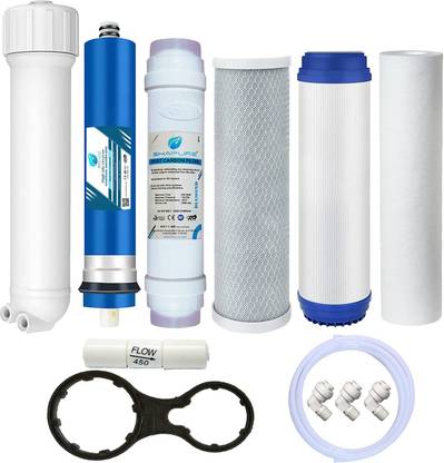 SHAPURE RO service kit with membrane For undersink RO, ro filter service kit for Manual RO, ro filter kit with cto filter & gac filter (Full kit with Membrane for Undersink RO) Solid Filter Cartridge