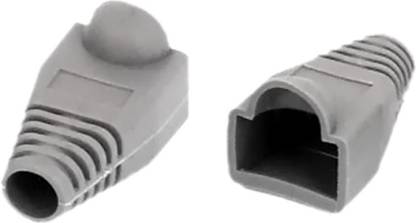 Wizzo (Pack of 100 Pieces) Rubber Plug Boot Cap Cover Protector for RJ45 Ethernet LAN Cable Connectors - Grey RJ45 Wire Connector