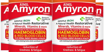 AIMIL Amyron Multivitamins Tablet for Men & Women with 34 Ingredients for All Age| Reduce Tiredness & Fatigue | Improves Haemoglobin Level (Pack of 4)