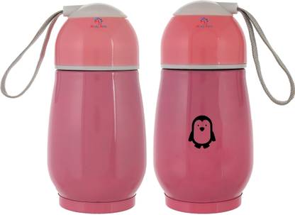 Heart Home Small Kids Water Bottle, Vacuum Insulated Bottle 300ml-Pack of 2 (Pink) 300 ml Bottle
