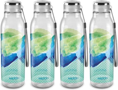MILTON 1000 Pet Water Bottle, Set of 4, 1 Litre Each, Green 1000 ml Plastic Bottle