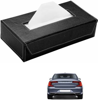 AuTO ADDiCT Car Tissue Box Paper Tissue Holder Black with 200 Sheets(100 Pulls) For Volvo S90 Vehicle Tissue Dispenser