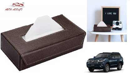 AuTO ADDiCT Car Tissue Box Paper Tissue Holder Brown with 200 Sheets(100 Pulls) For Toyota Land Cruiser Prado Vehicle Tissue Dispenser
