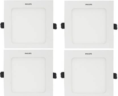 PHILIPS 10-Watt Square MaxPlus 1000lm, Brighter Homes LED Panel lights, Downlight, Ceiling Lamp Natural White Pack of 4 Recessed Ceiling Light Ceiling Lamp