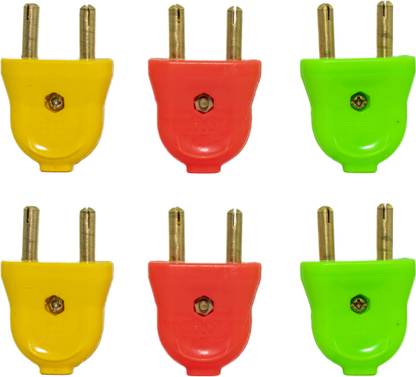 Ovicart 2 Pin Plastic Plug Top 240V 6A Multi Colour Pack of 6 6 A Two Pin Socket