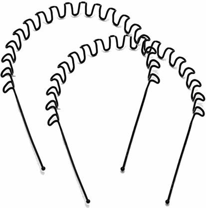 KK CRAFT Zigzag Headband For Unisex Wavy Hair Band For Boys And Girls ,Black Metal Zig Zag Wave Hairband - Unisex (Pack of 2) Hair Band