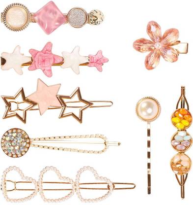 Divyanki 8 Piece Korean Style Pearl Barrettes Women's Set Hairpin Korean Style Hair Clip Marble Alligator bobby pins Duckbilled Headdress Jewellery Hair Accessories set Hair Clip