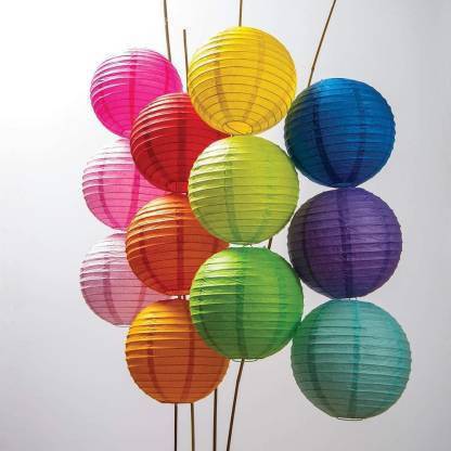 the gifting tree Lantern Rice Hanging Paper Ball Lamp with Shades (30.5 cm X 30.5 cm Multicolor Paper Hanging Lantern