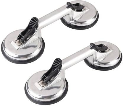 A&S TOOLSHOP Double Claw Vacuum Suction Cup Glass Lifter for Glass Tiles Mirror Granite Lifting Gripper Double Claw (2 Pack) Lever Tool