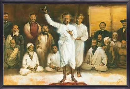 PIPILIKA Painting of Sri Ramakrishna Paramahamsa With Framing Digital Reprint 13.5 inch x 19.5 inch Painting
