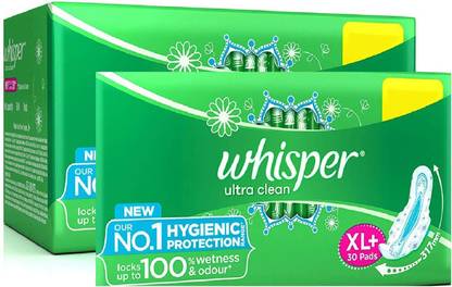 Whisper NEEM ULTRA CLEAN 30 XL+ PADS PACK OF 2 Sanitary Pad