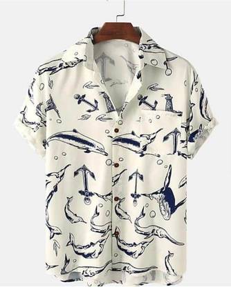 Men Solid Casual Blue, White Shirt