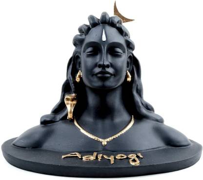 Giftiyapa Adiyogi Shiva Statue for Car Dashboard Accessories, Pooja & Gift, Shiv Murti Idol Figurine Showpiece Matte Black with White Tilak, Resin | Made in India, Black, 1 Piece Decorative Showpiece - 13 cm