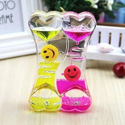 HRDENGINE Store Water Droplet Timer Hourglass Double Heart Shape (C3) Decorative Showpiece  -  13.9 cm