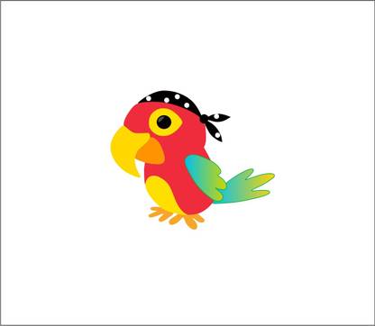 Divine studio 52 cm Colourful Don Parrot Wall Sticker Self Adhesive Sticker
