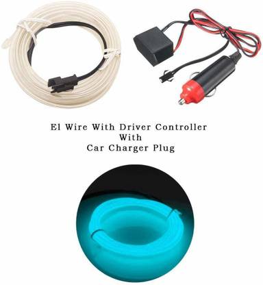 Sulfar 5m Auto Car Neon LED Panel Gap String Strip Light, Glowing Wire/El Wire Lamp, Cold Strobing for Automotive Interior Car Decor Decorative Atmosphere LED Light with Adapter (Ice Blue) Car Fancy Lights