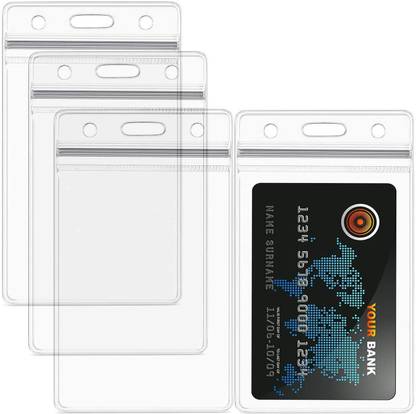 WeKonnect Transparent and Clear Plastic for PVC ID Card Badge Holder, Vertical Style with Zip Lock Seal | Waterproof With Extra Thickness for Office, Schools and Colleges 10 Card Holder