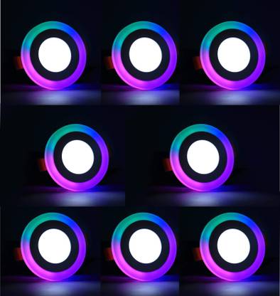 HBX LED Ceiling Panel Light 6 Watt (3+3) Fan Box Light, Dual 3D Color RGB & White, 8 Ceiling Light Ceiling Lamp